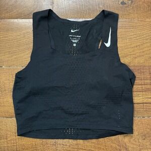Nike Dri-FIT ADV AeroSwift Womens Black Crop Tank Top Running Training Size M